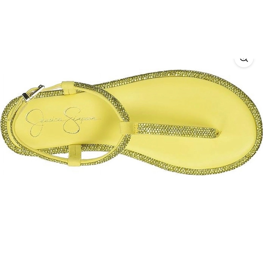 Jessica‎ Simpson Oliara Yellow Rhinestone T-Strap Sandals Size 5.5